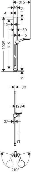 AXOR Wall bar sets: AXOR Citterio E, Shower set 0.90 m with hand shower ...