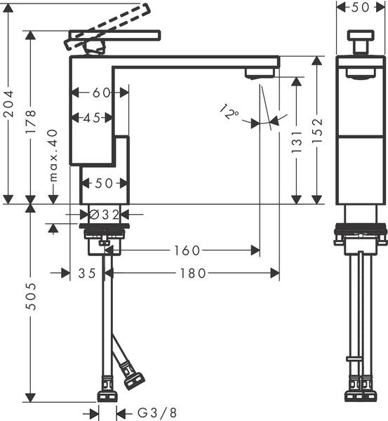 AXOR Washbasin mixers: AXOR Edge, Single lever basin mixer 130 with ...