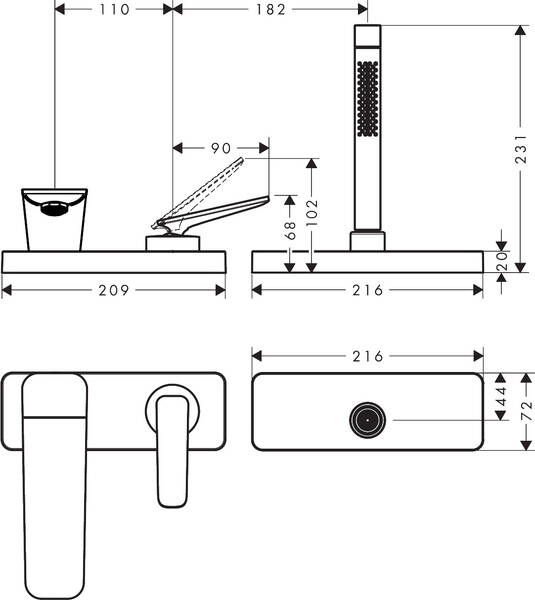 AXOR Citterio C Bath mixers: 2 functions, Chrome, Item No. 49430000