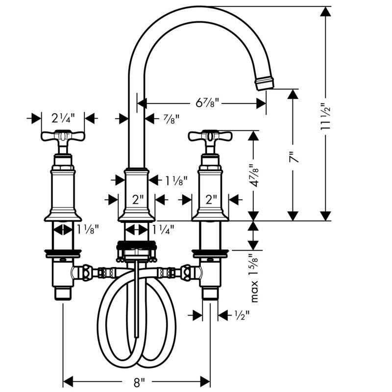 AXOR Sink mixers: AXOR Montreux, Widespread Faucet 180 with Cross ...