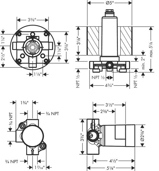 AXOR Rough, Showerhead: AXOR ShowerSolutions, Rough, 2-Jet Ceiling ...