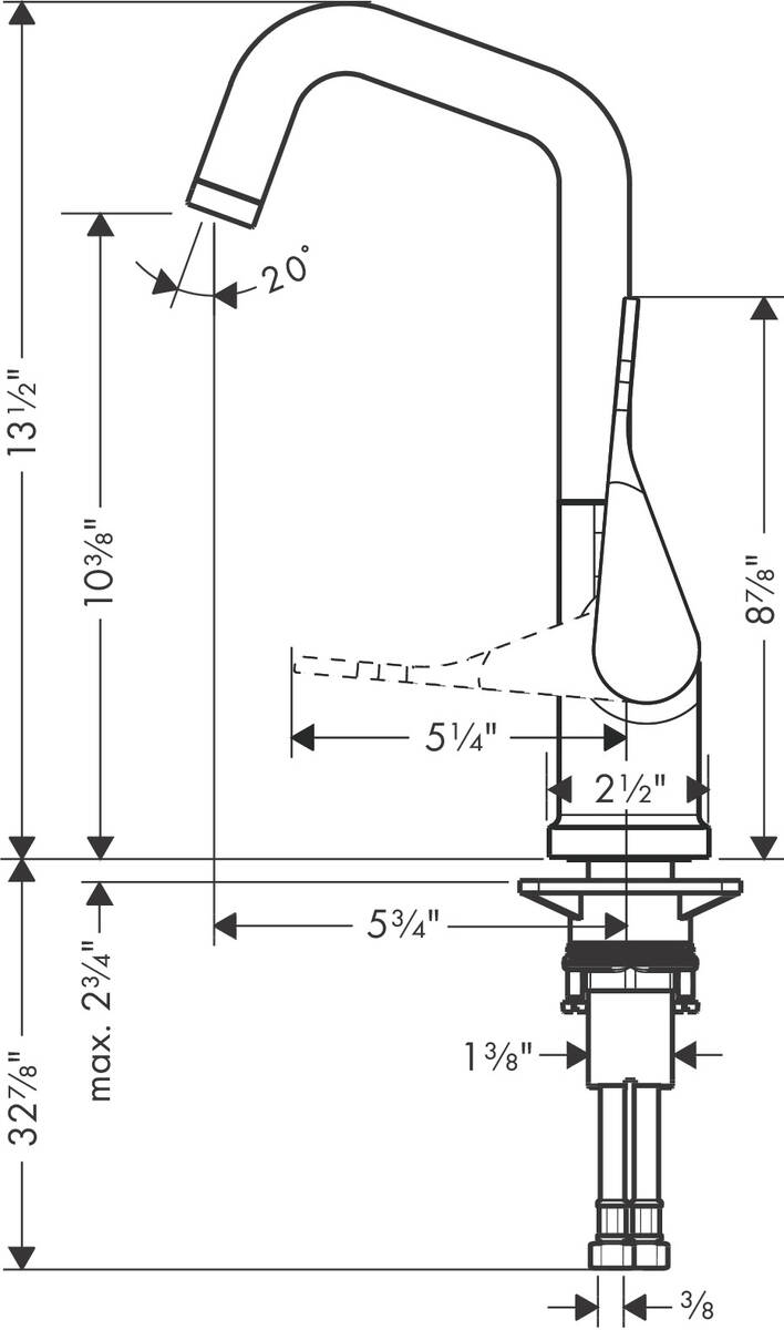 Robinet De Cuisine Bar Axor Citterio Finition Acier Optique 1,5 GPM - Réf. 39851801 - Neuf Sous Emballage