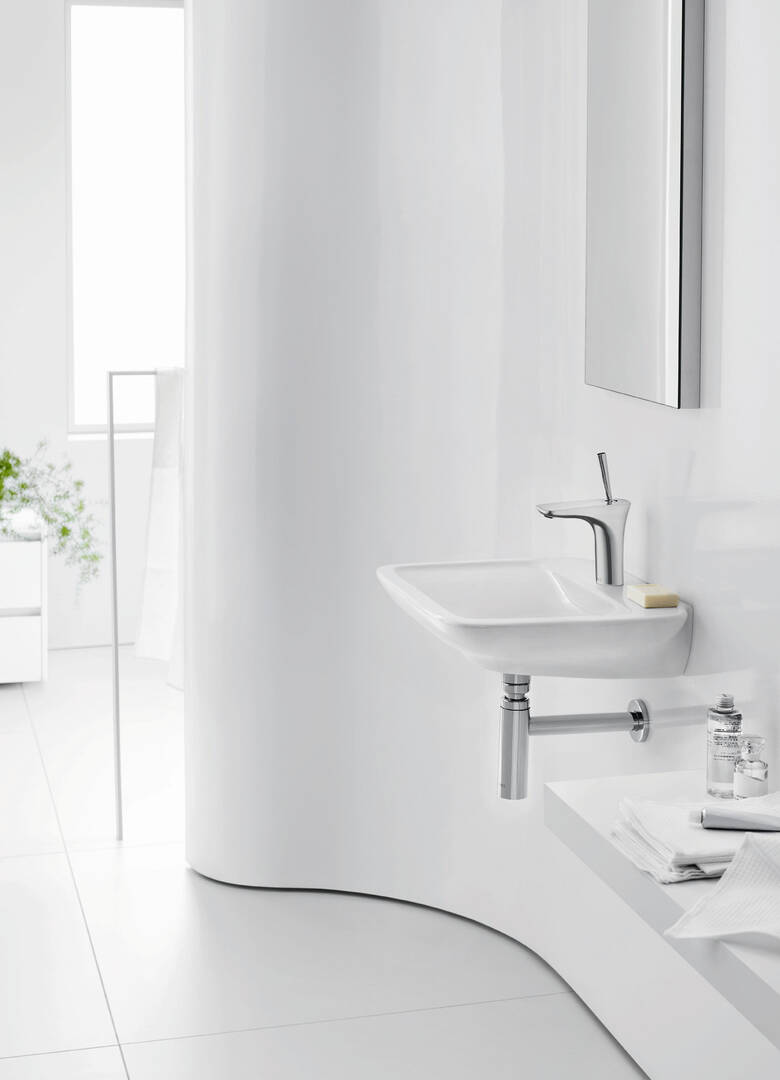 Close-up: Single lever basin mixer 100 for handrinse basins with push-open waste set 1