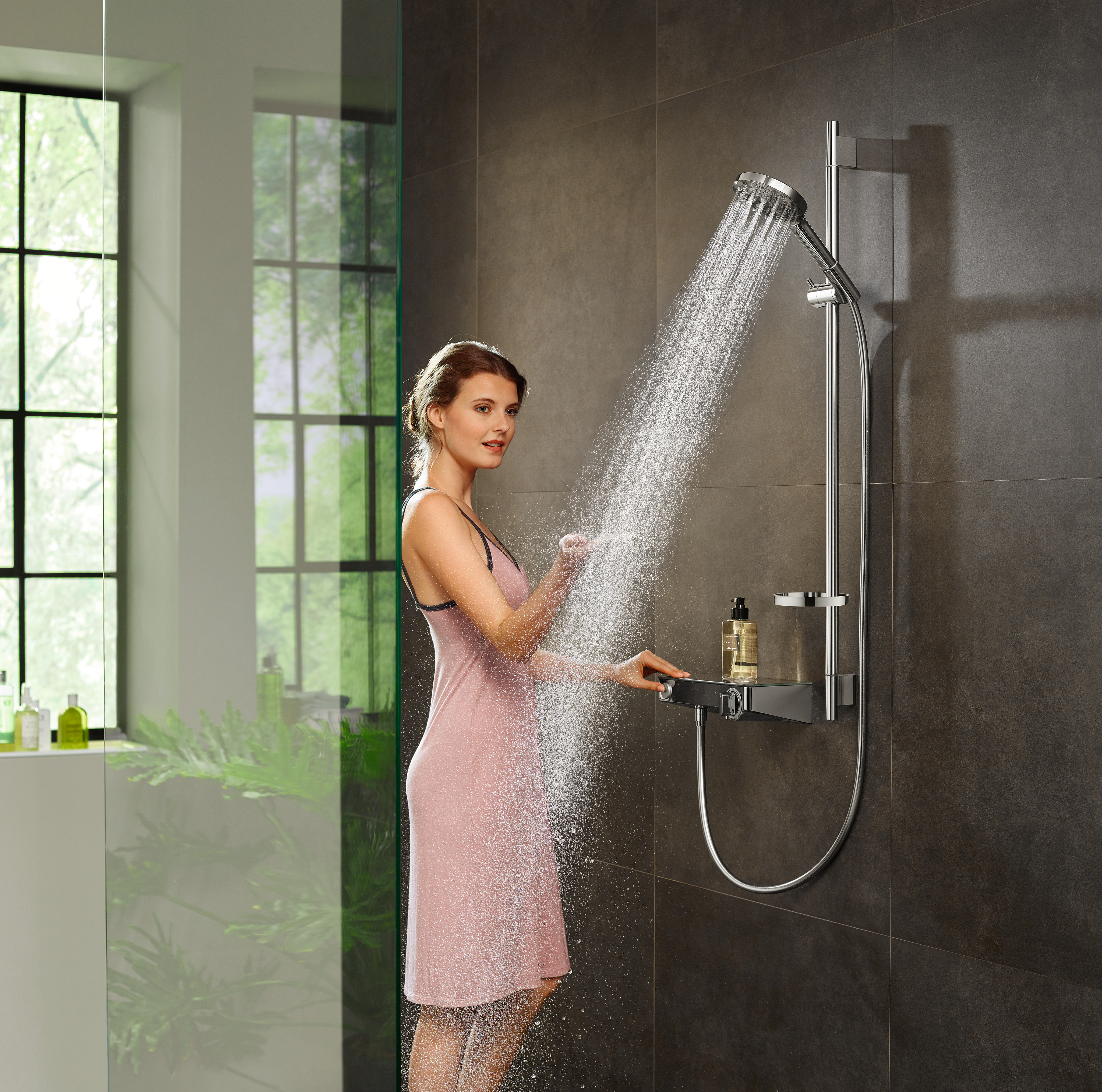chrome hansgrohe ShowerTablet Select 300 thermostatic bath and shower mixer