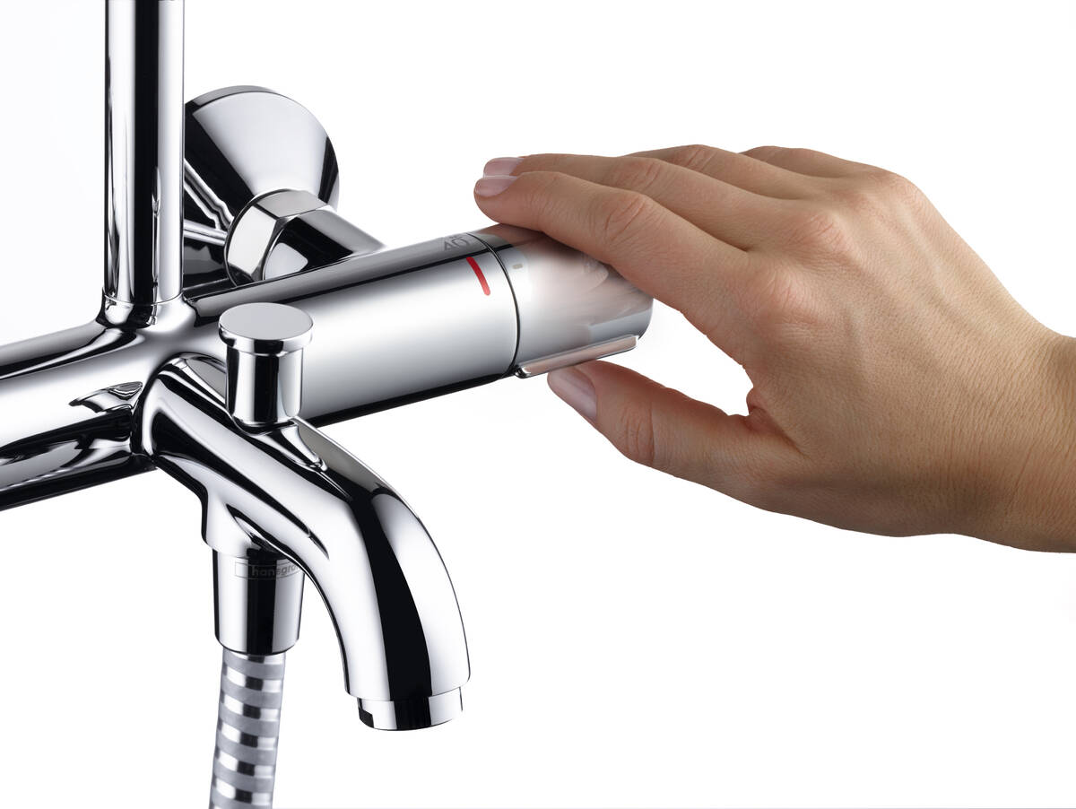 hansgrohe Sistema de ducha Vernis Blend 200 1 Spray con termostato de baño,  cromado, 26274000