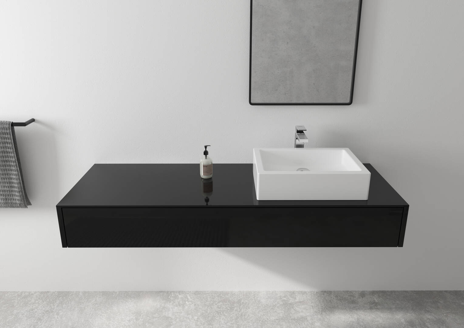 Close-up: ééngreeps wastafelmengkraan 230 ’zinc’ met PopUp trekwaste 1