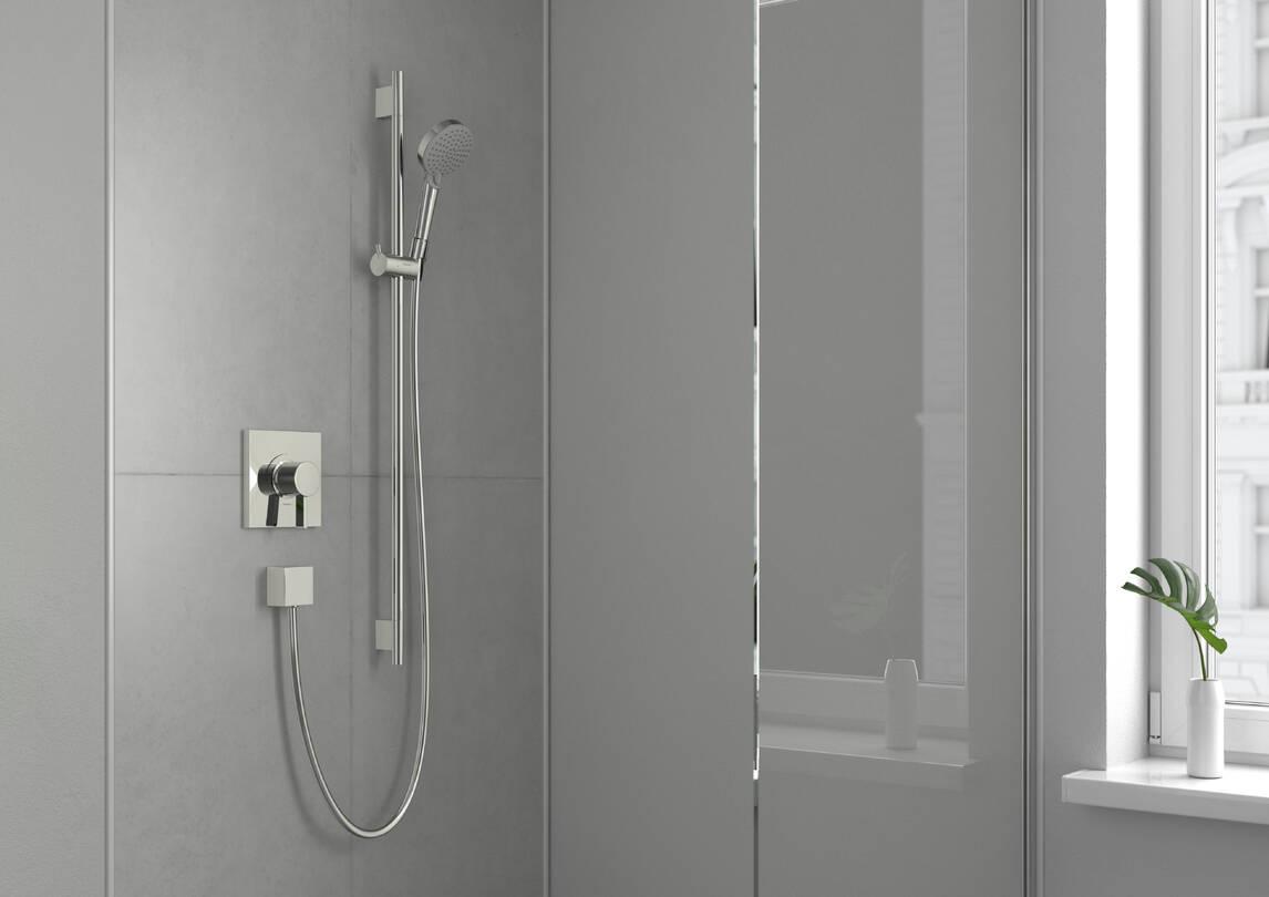 hansgrohe Wallbars: Unica, Shower bar S Puro 90 cm with Isiflex shower ...