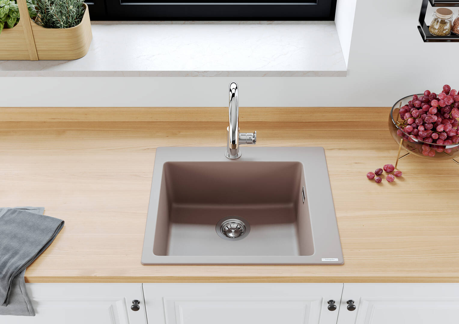 Close-up: A41 saippua-annostelija matala  asennus pöytätasoon