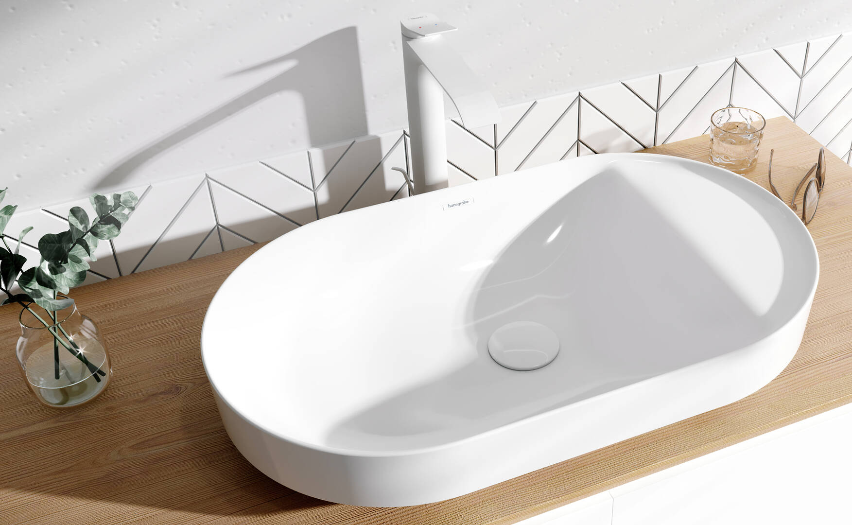 Close-up: Waste set non-closing for wash basins with ceramic cover 1