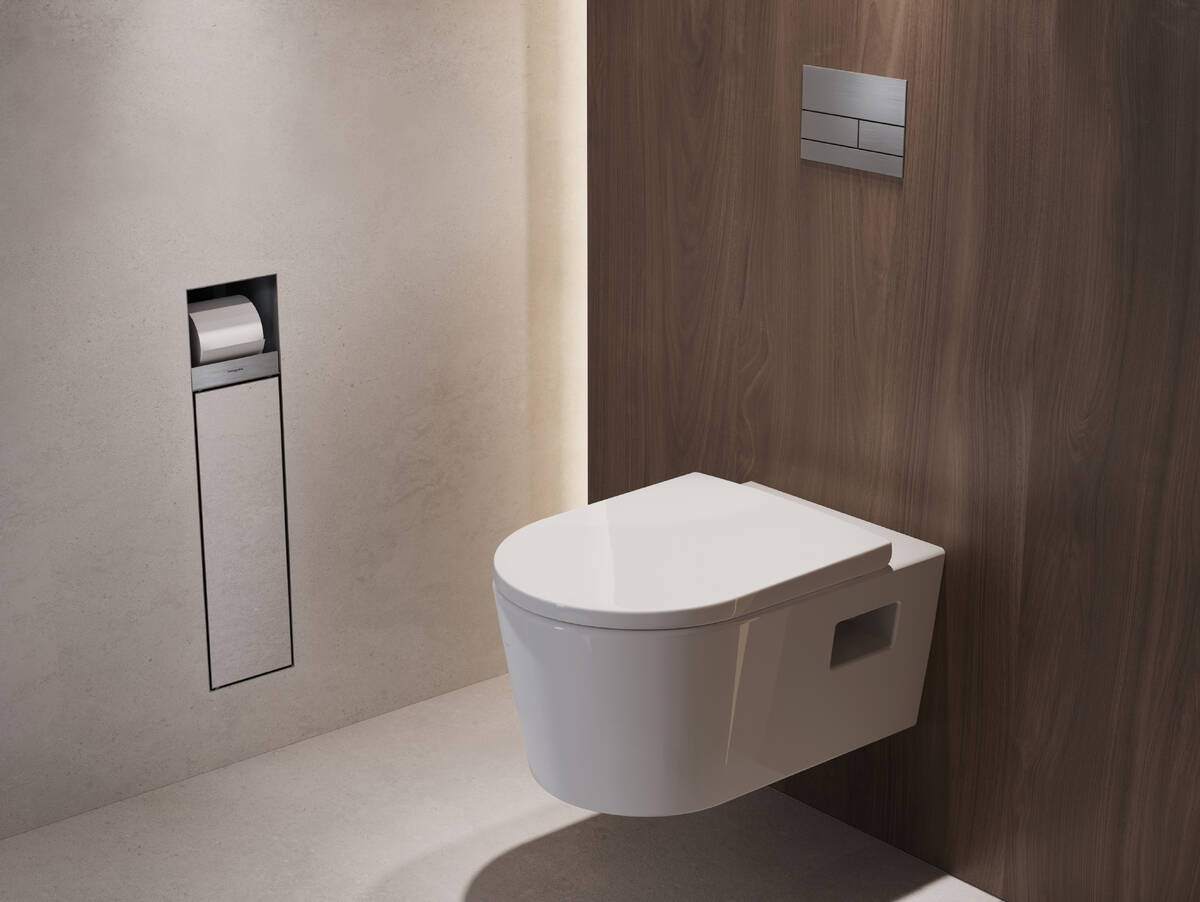 hansgrohe Accessories XtraStoris Rock, Recessed toilet brush holder with toilet paper holder