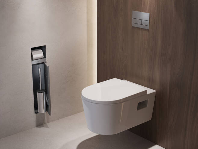 Relaxdays toiletbutler, bamboe, 80 x 30 x 20 cm, staande toiletrolhouder, wc-borstel, reserverolhouder, wit-natuur