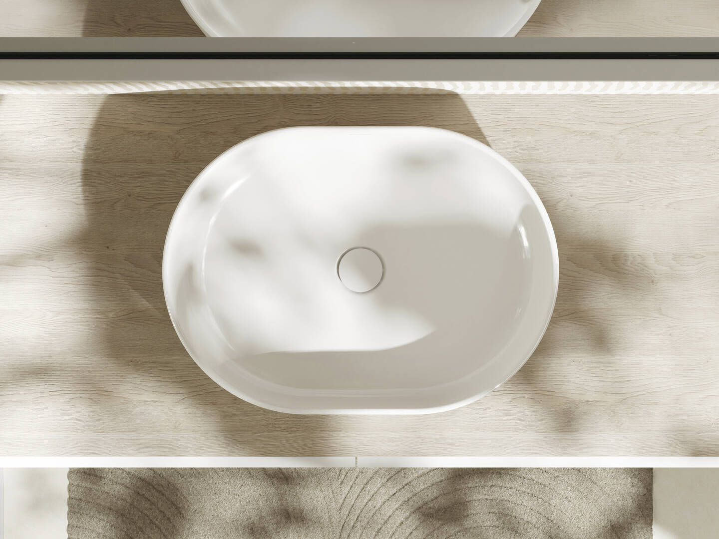 Close-up: Wash bowl 550/400 without tap hole and overflow  SmartClean