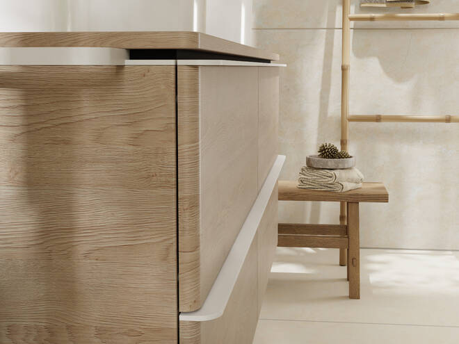 Close-up: Vanity unit Natural Oak 1360/550 with 4 drawers for console 1