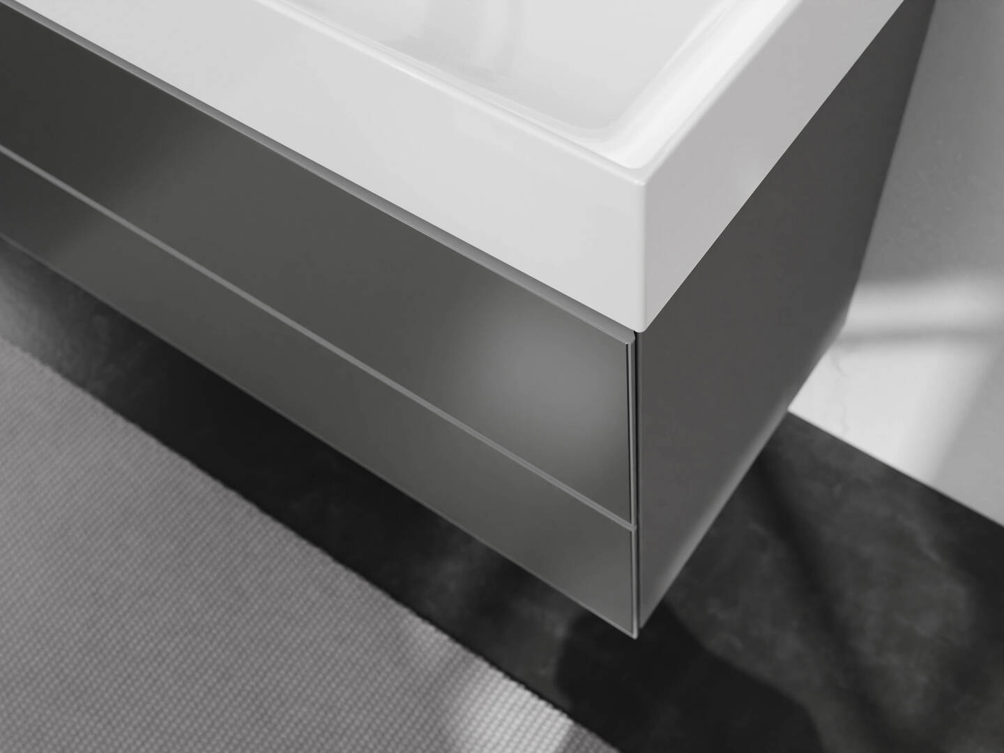 Close-Up: Servantskap matt skifergrå 1180/475 med 2 skuffer for servant 1