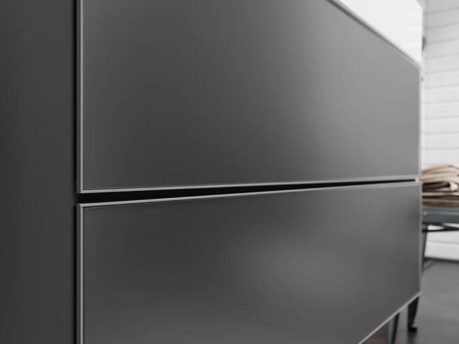 Close-Up: Waschtischunterschrank Schiefergrau Matt 980/475 mit 2 Schubkästen für Waschtisch 1