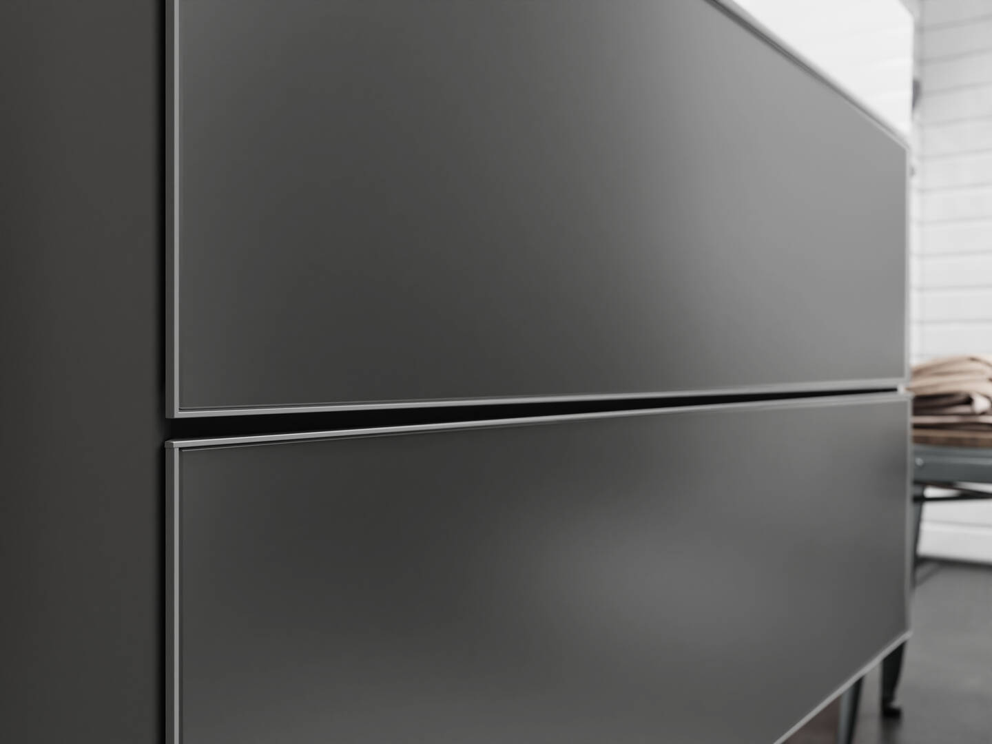 Close-Up: Waschtischunterschrank Schiefergrau Matt 980/475 mit 2 Schubkästen für Waschtisch 1