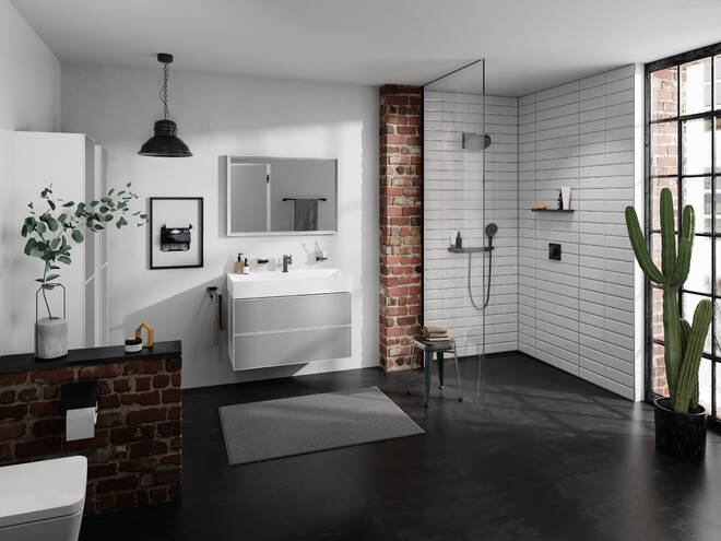 Primer plano: Mueble de baño blanco mate 980/475 con 2 cajones para lavabo 2