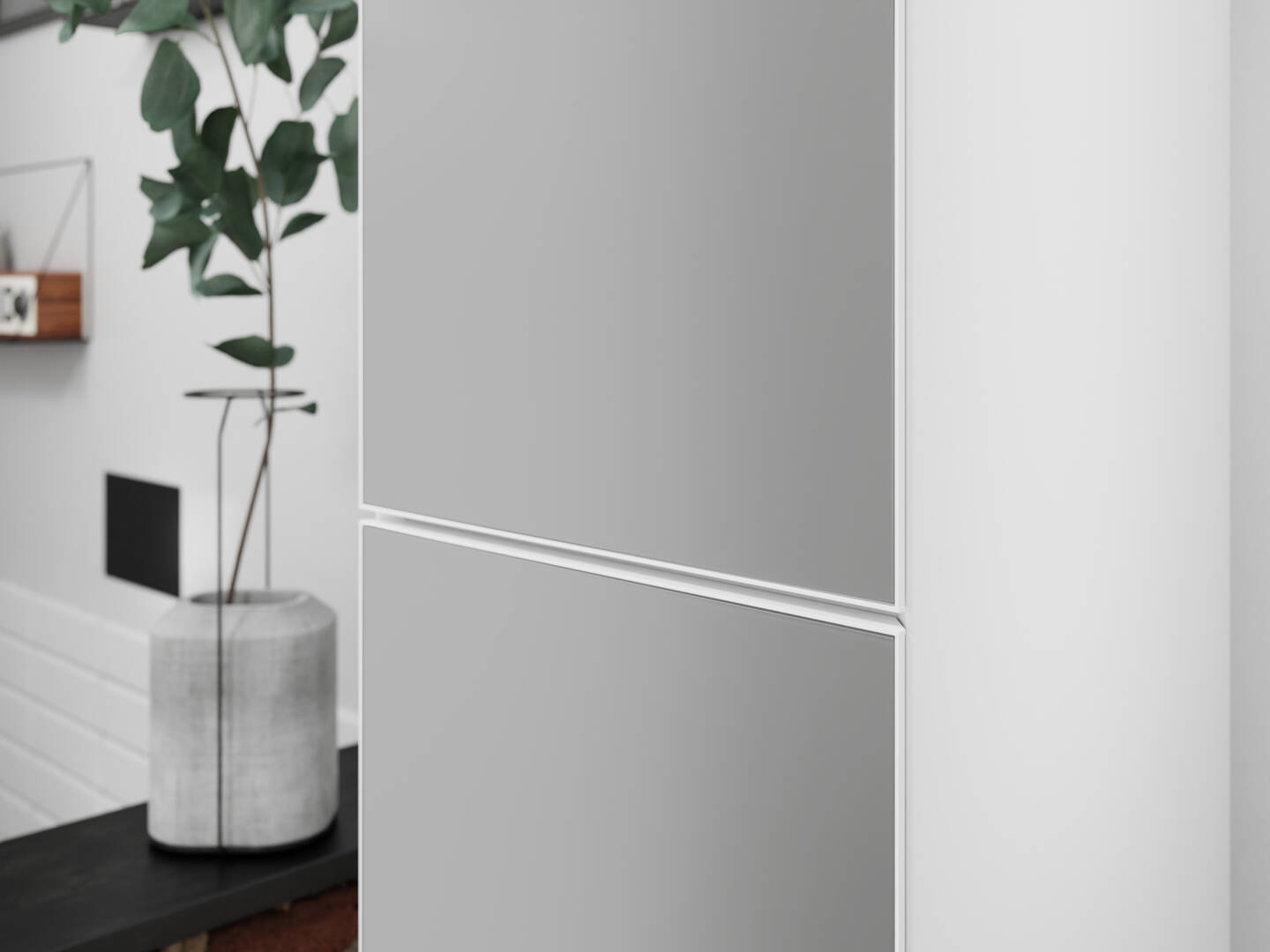 Primer plano: Columna alta beige arena mate 400/360  bisagra a la izquierda