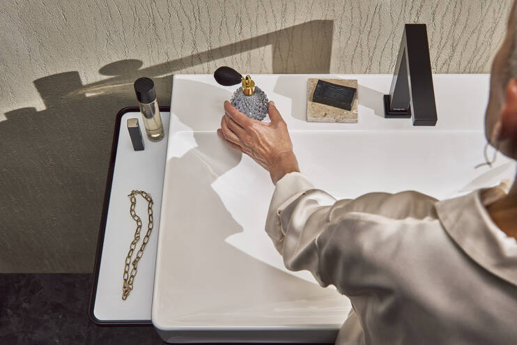 Close-Up: Waschtisch 800/480 mit Hahnloch ohne Überlauf  SmartClean