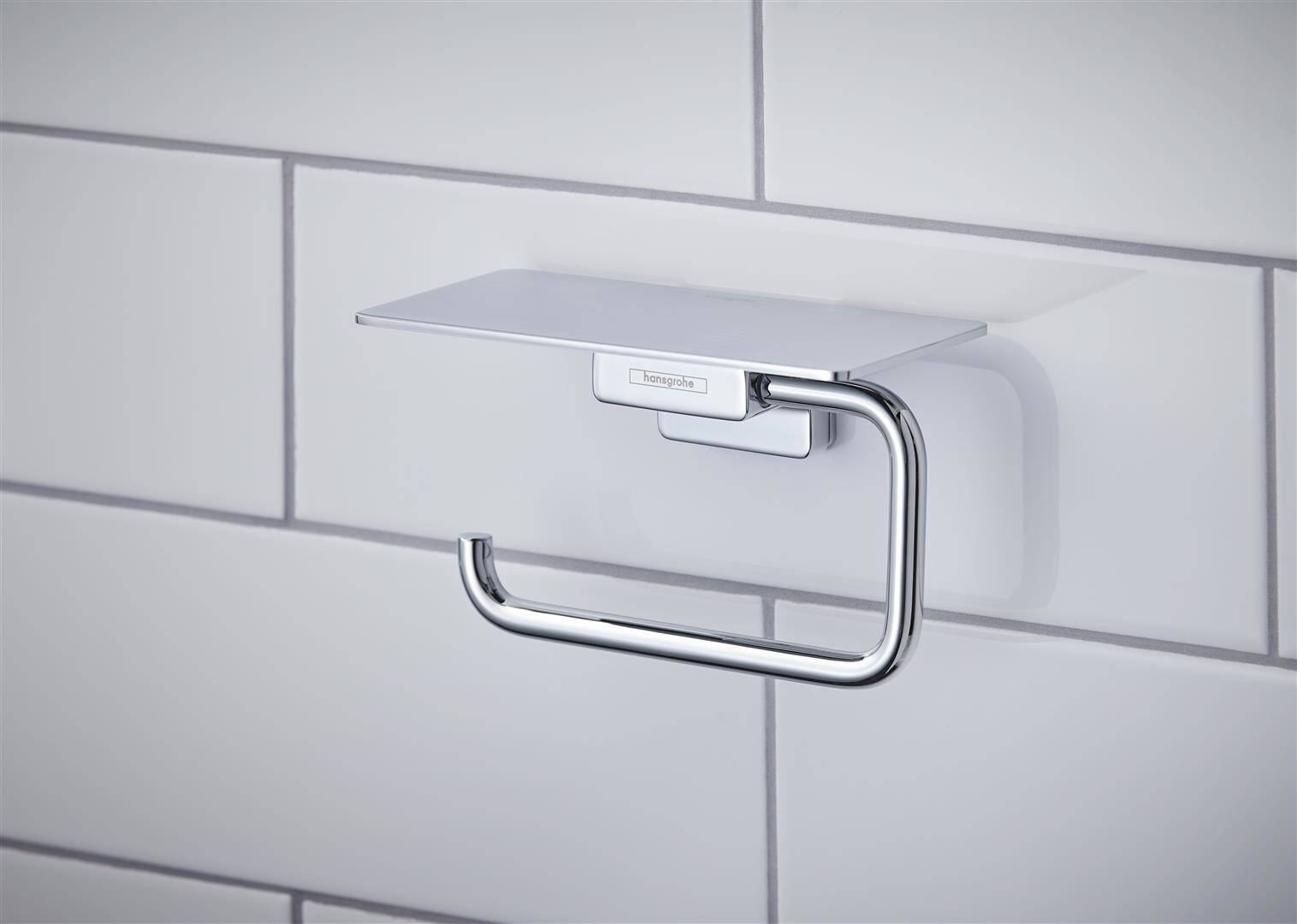 hansgrohe Accessories: AddStoris, Toilet Paper Holder with Shelf, Art ...