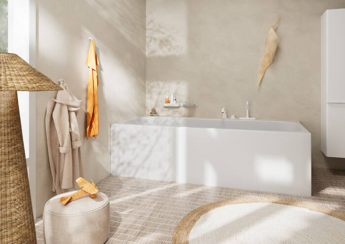 Close-up: 1-grepps badkarsblandare för golvmontering 2