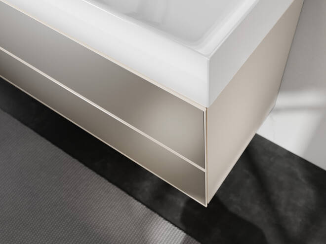 Detailný pohľad: Skrinka pod umývadlo piesková matná béžová 1180/475 s 2 zásuvkami 1