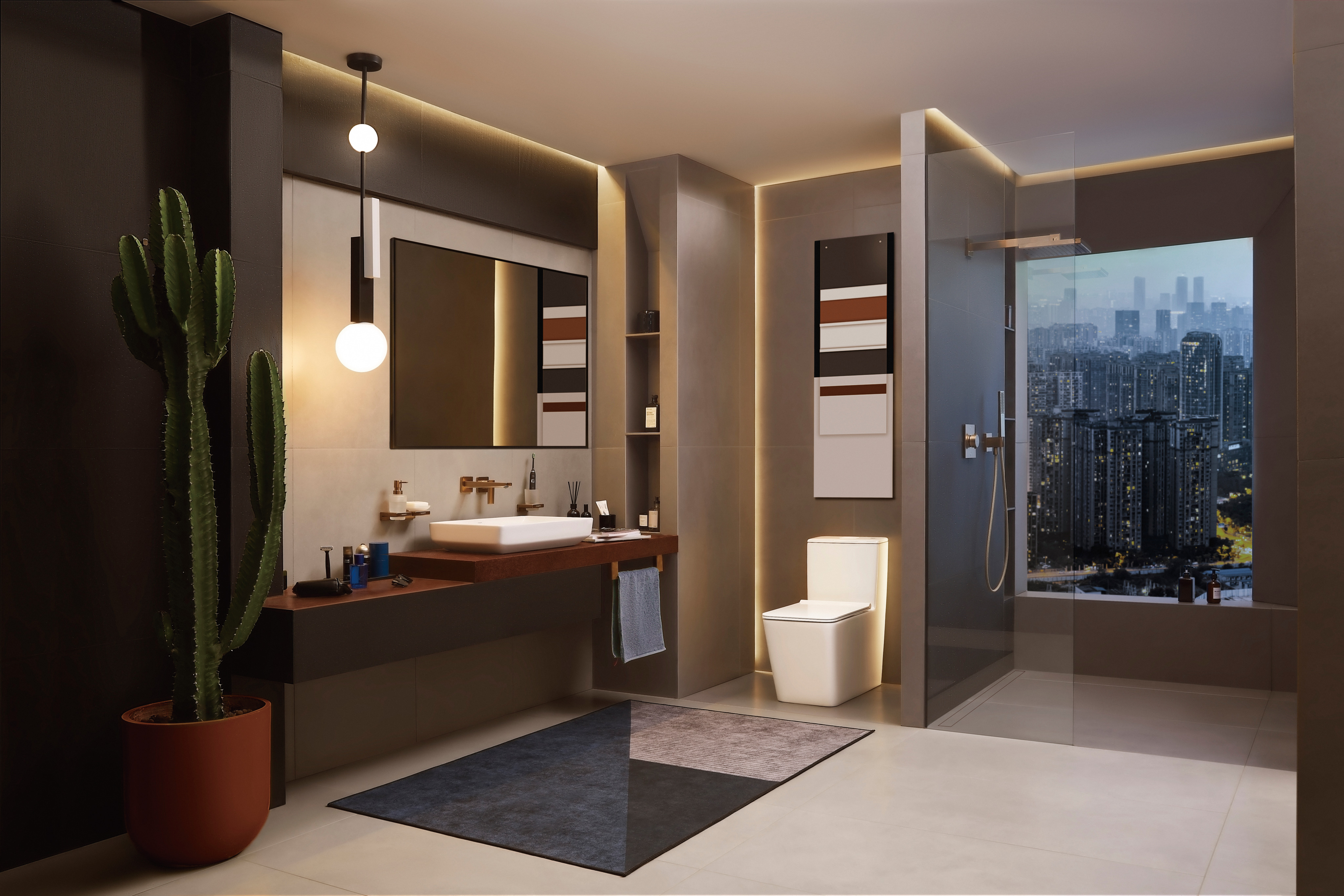 Close-up: Single lever basin mixer for concealed installation wall-mounted with lever handle and spout 22.5 cm 3