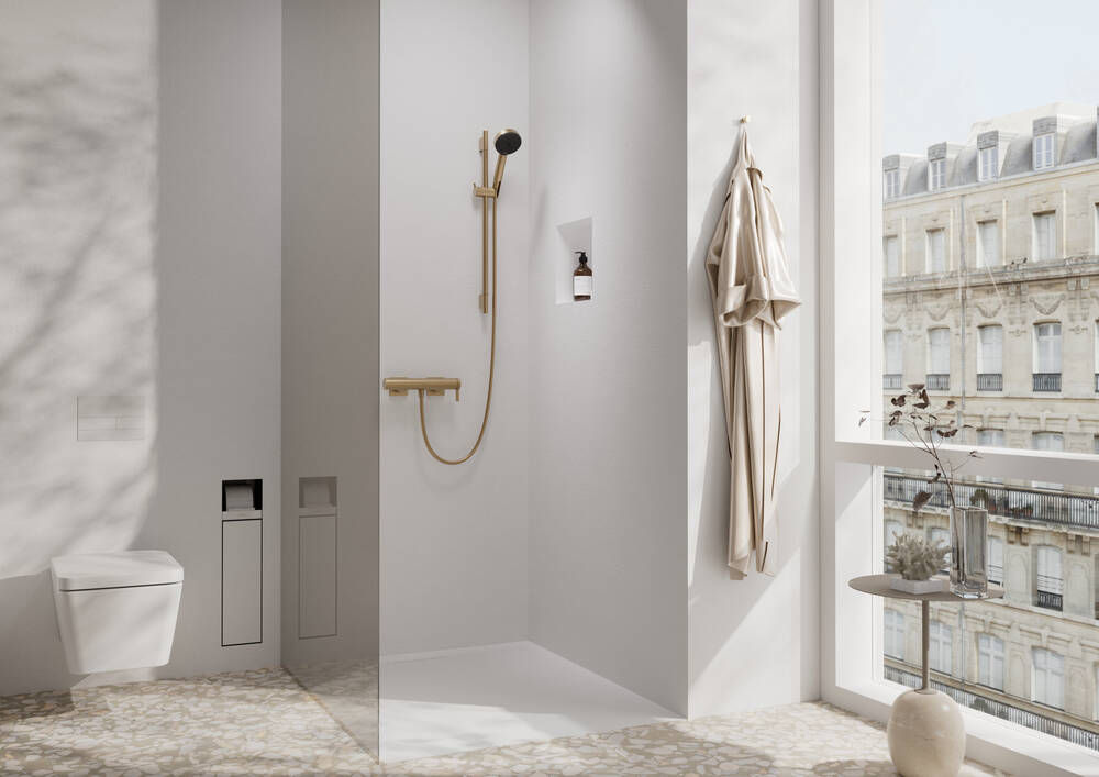 hansgrohe Wallbars: Unica, Shower bar S Puro 65 cm with Isiflex shower ...