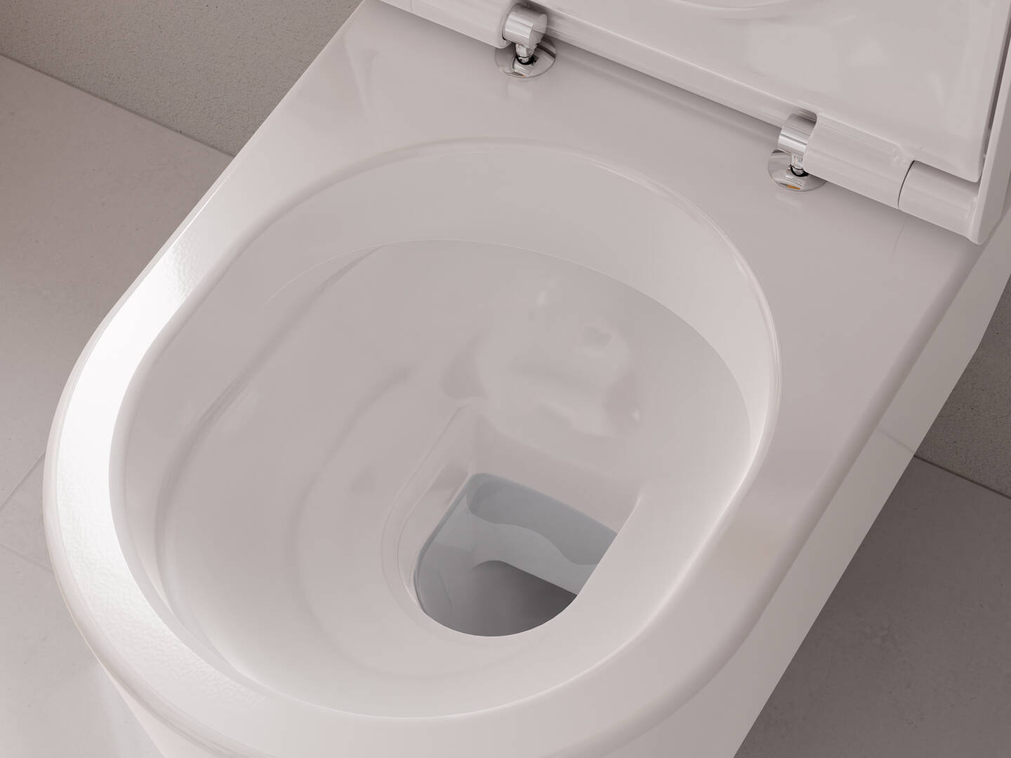 Close-up: Vägghängd toalett 540 AquaFall Flush  HygieneEffect med toalettsits med lock