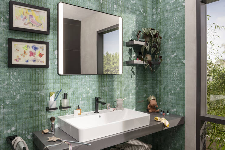 Close-Up: Bordmontert servant med slipt underkant 800/480 med kranhull og overløp 2