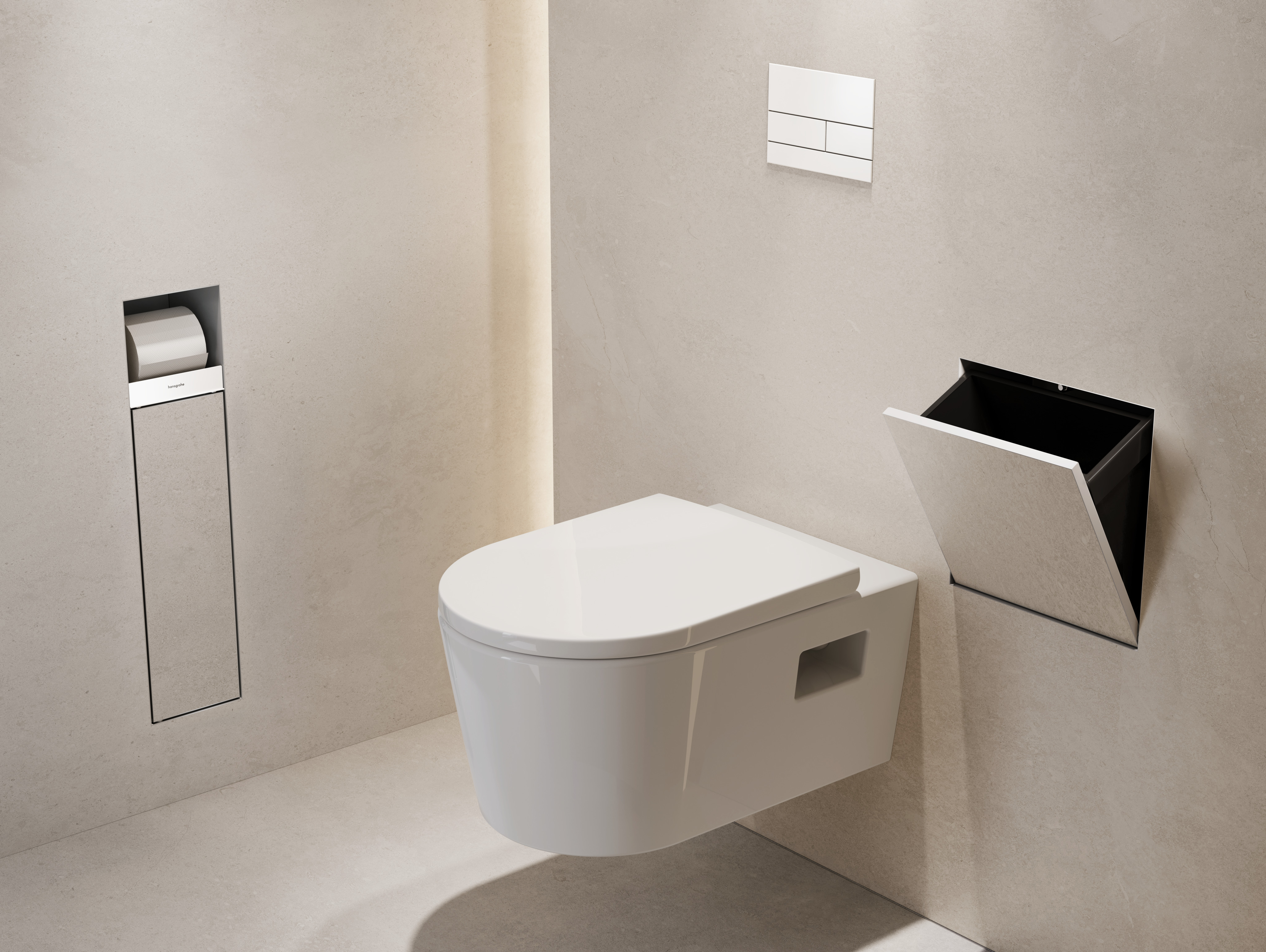 Close-Up: Veggnisje med søppelbøtte og flisbar dør 300/300/100 1