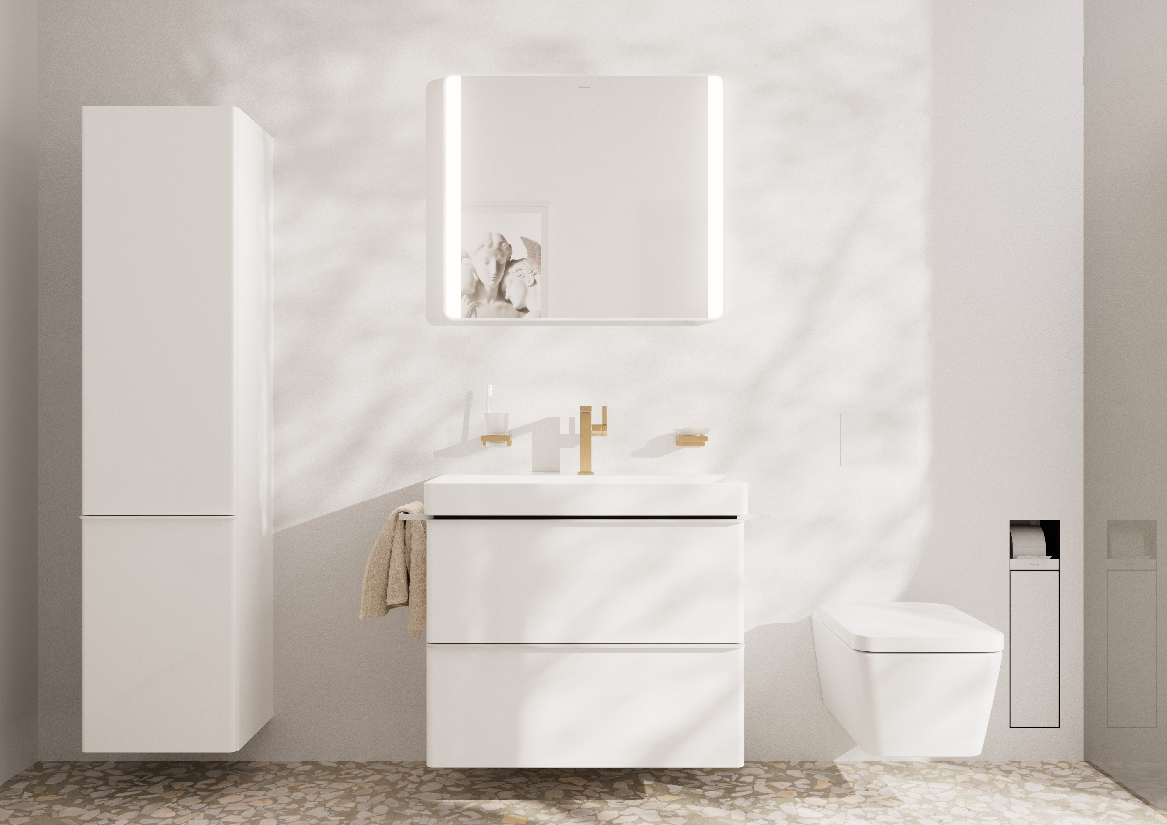 Close-up: Tall cabinet High Gloss White 400/350  door hinge left