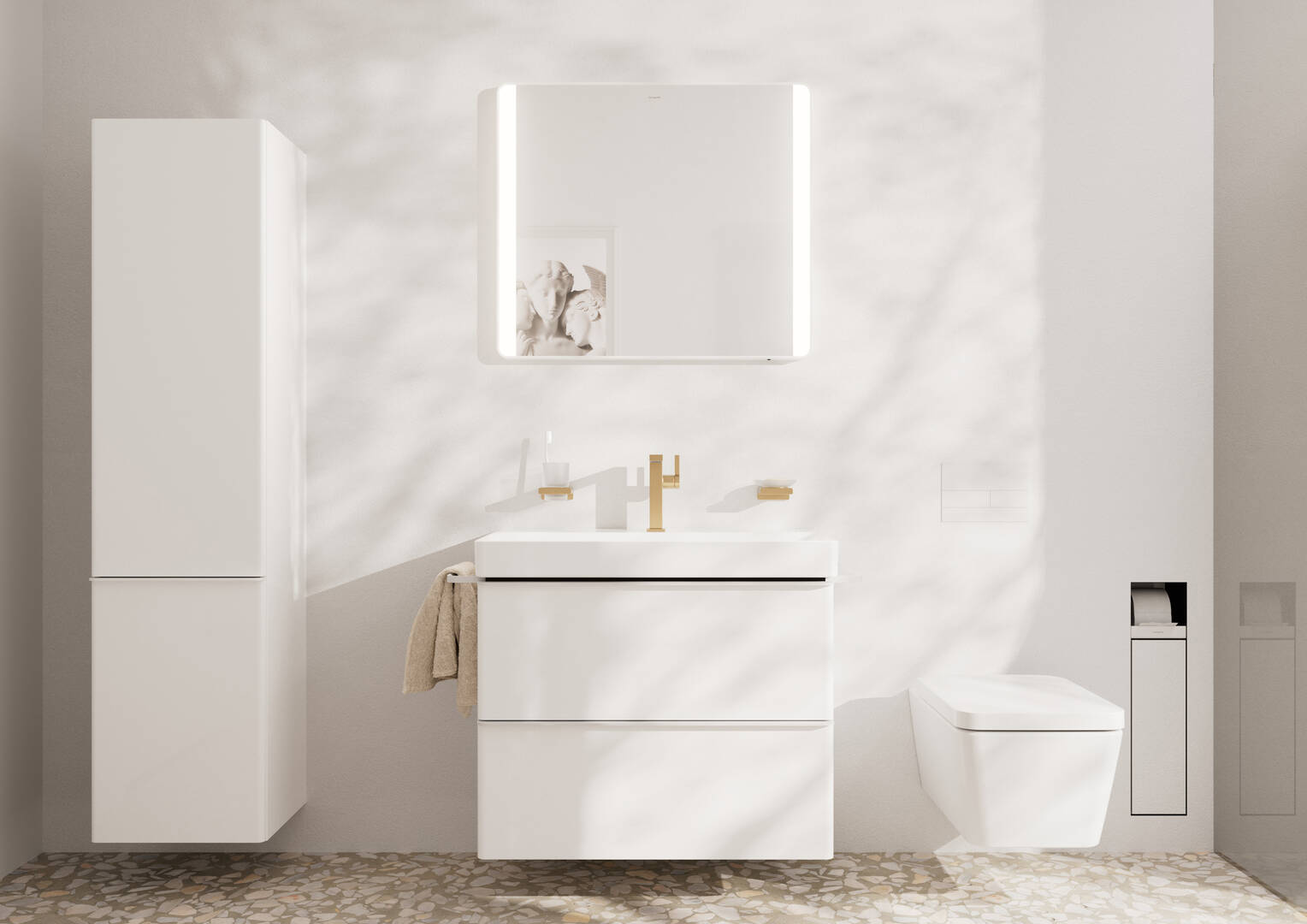 Close-up: Tall cabinet High Gloss White 400/350  door hinge left