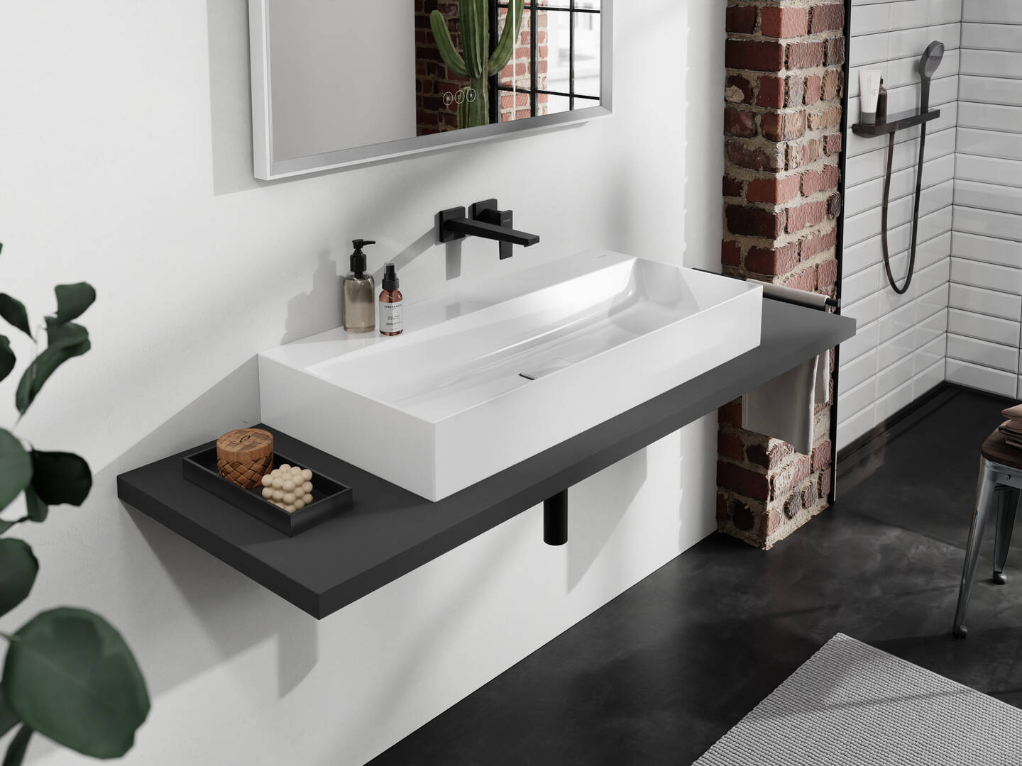 Primo piano: Lavabo rettificato 1000/480 senza foro rubinetteria e troppopieno  SmartClean