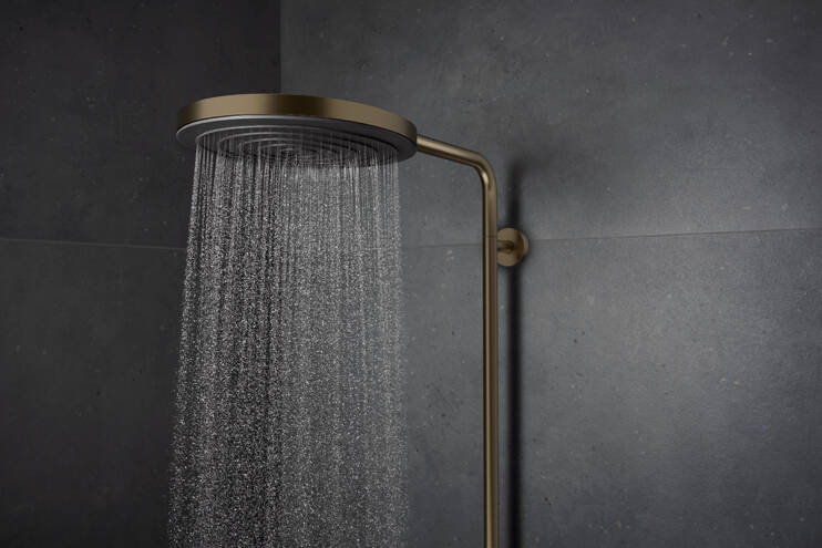 Close-up: Showerpipe 260 1jet EcoSmart med Ecostat Fine och handdusch 3jet 4