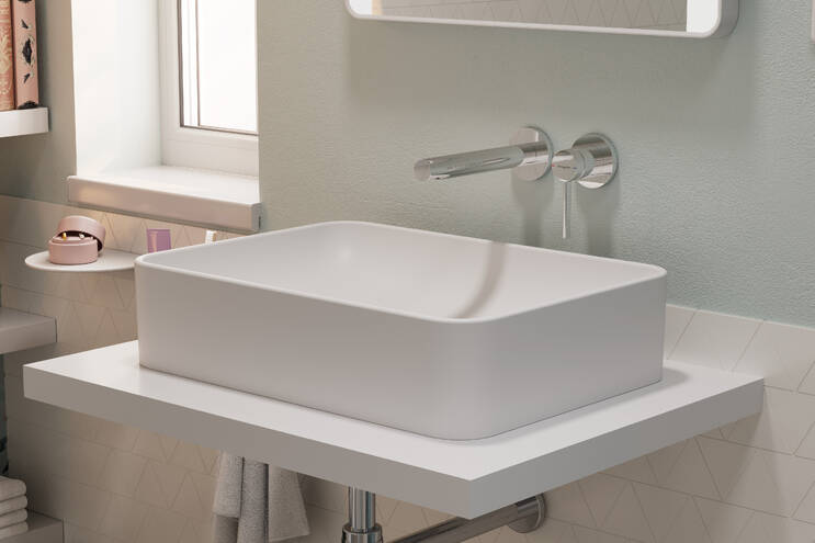 Fermer : Mitigeur de lavabo encastré mural  bec 194 mm