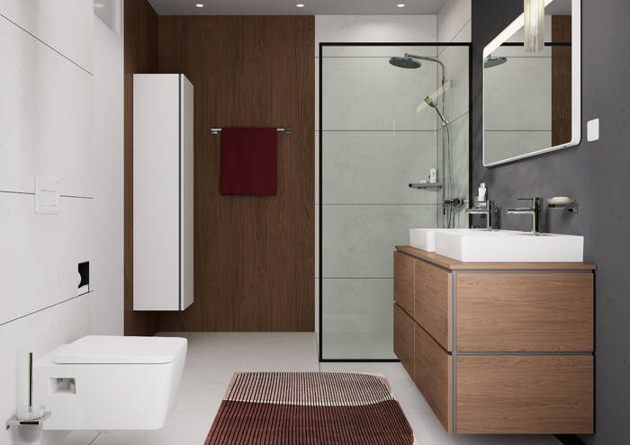 Close-Up: Waschtisch 550/480 mit Hahnloch und Überlauf  SmartClean