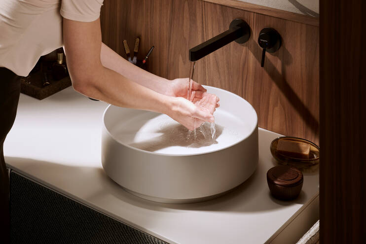 Close-Up: Einhebel-Waschtischmischer Unterputz für Wandmontage mit Auslauf 22 8 cm