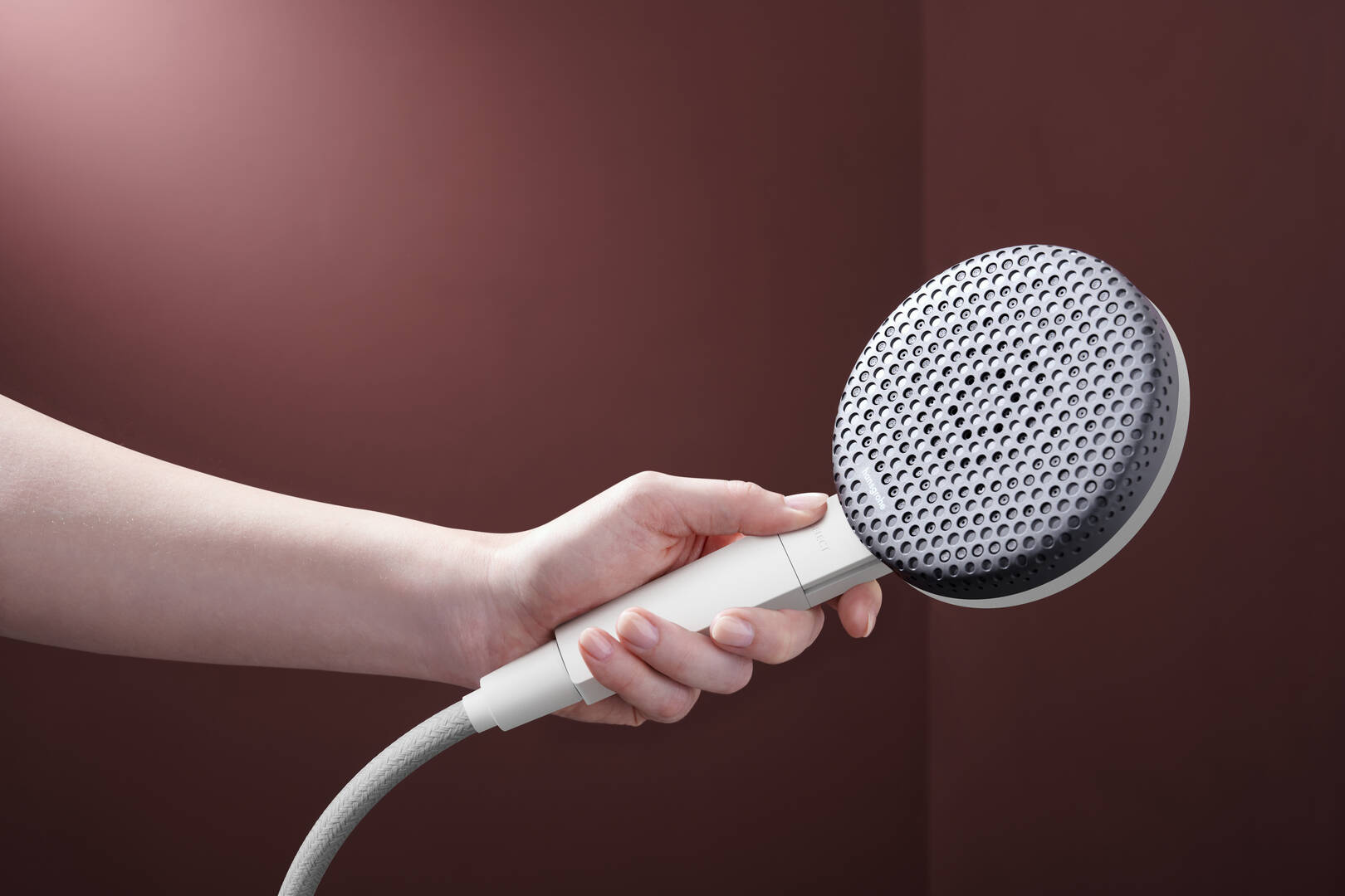 Primer plano: Juego de soporte para ducha 125 3jet EcoSmart con manguera textil Designflex de 160 cm 2