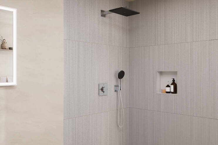 Detailní pohled: Designová sprchová sada 210/340 1jet s termostatem a základním tělesem iBox universal 2 2