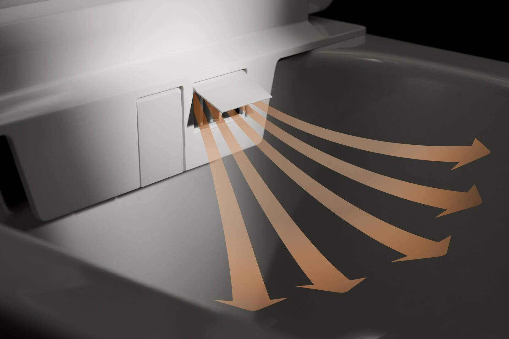 Close-Up: Veggmontert dusjtoalett komplettsett AquaHelix Flush  SmartClean