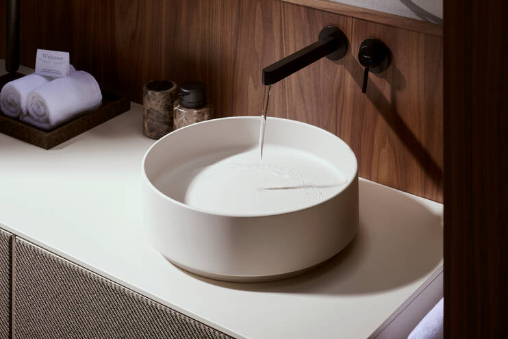 Close-Up: Einhebel-Waschtischmischer Unterputz für Wandmontage mit Auslauf 22 8 cm