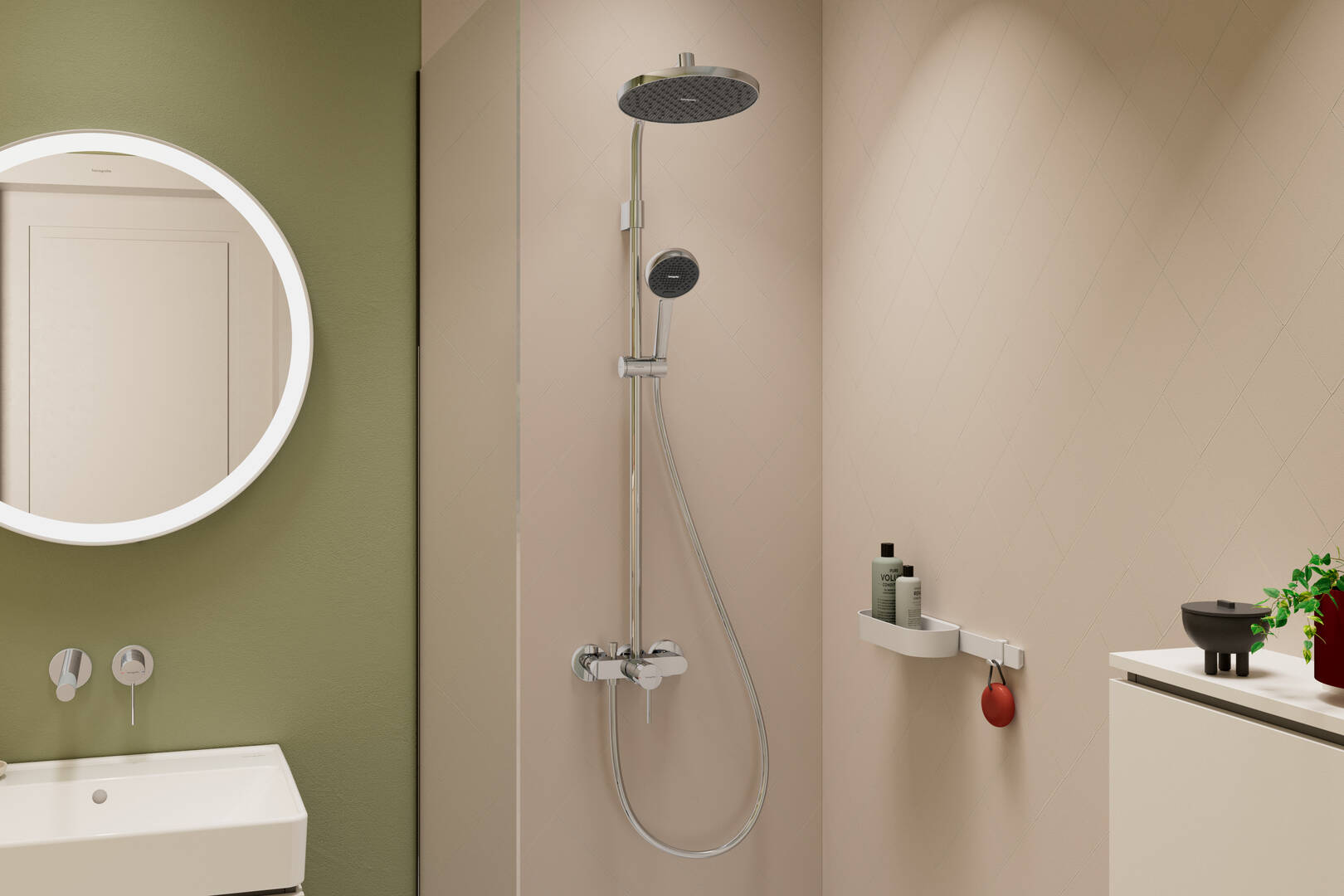Fermer : Showerpipe 240 1jet EcoSmart avec mitigeur monocommande Varia 3