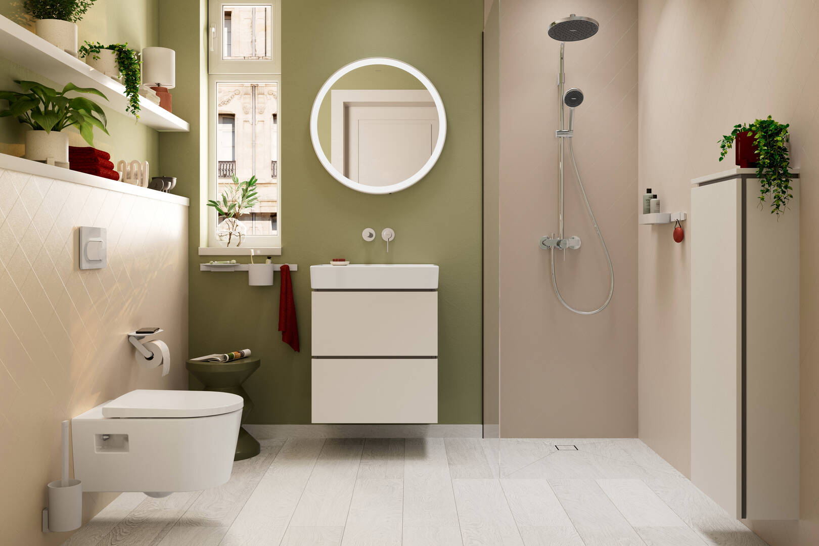 Fermer : Showerpipe 240 1jet EcoSmart avec mitigeur monocommande Varia 4