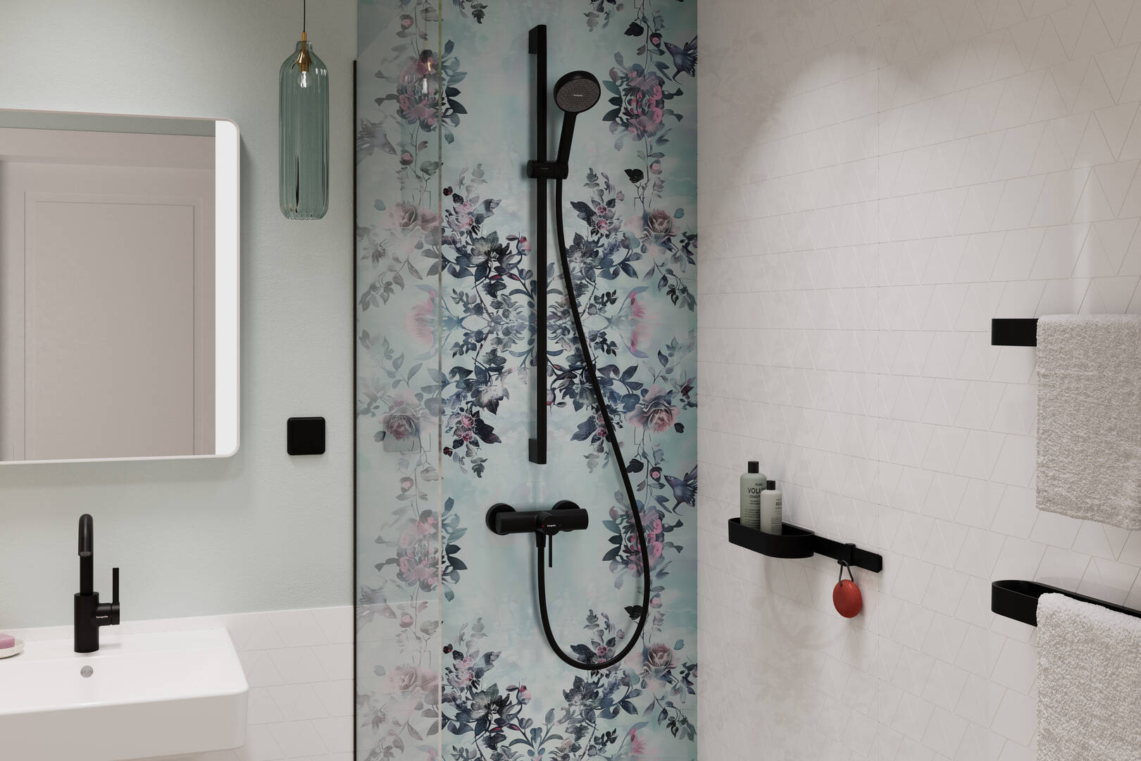 Close-up: Shower set 95 2jet EcoSmart with shower bar 90 cm 2