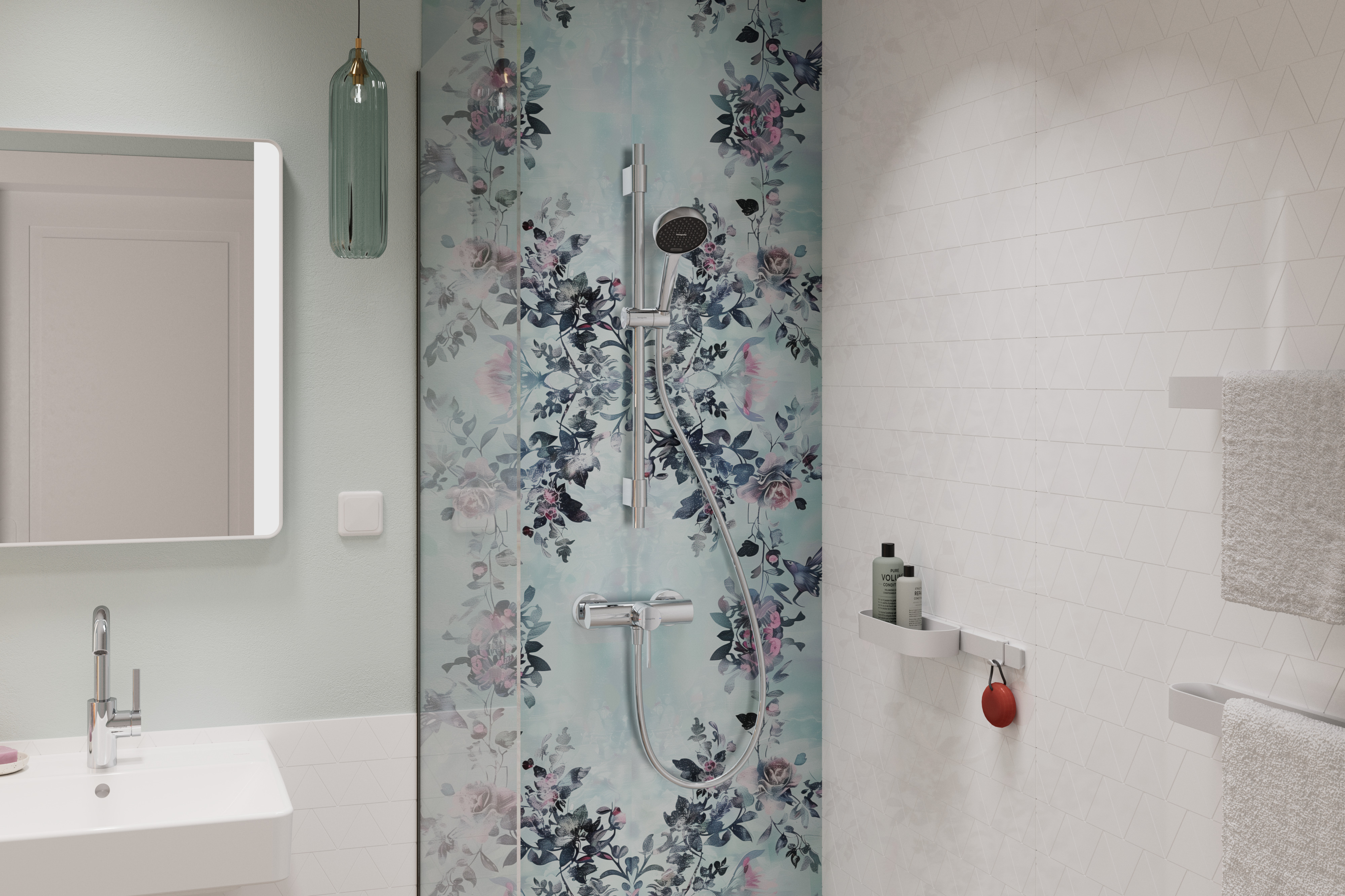 Detailní pohled: Sprchová sada 95 2jet EcoSmart se sprchovou tyčí Varia 72 cm 3