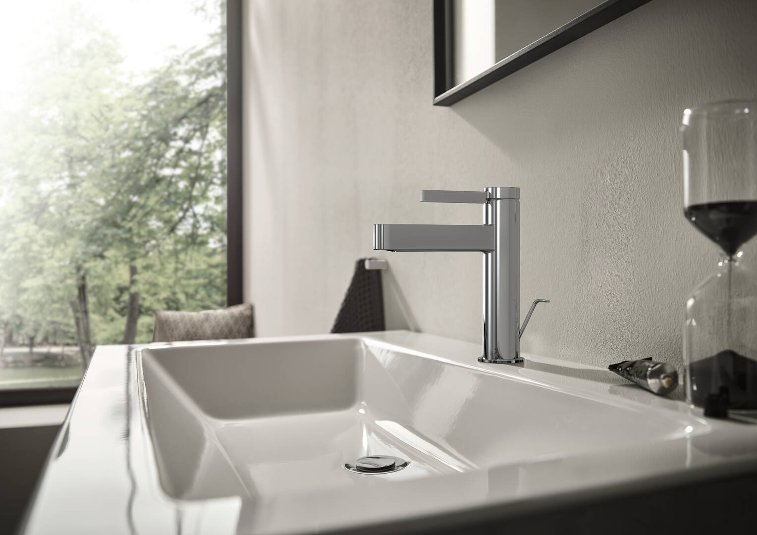 Detailný pohľad: Páková umývadlová batéria 110 s tiahlom a odtokovou súpravou 3