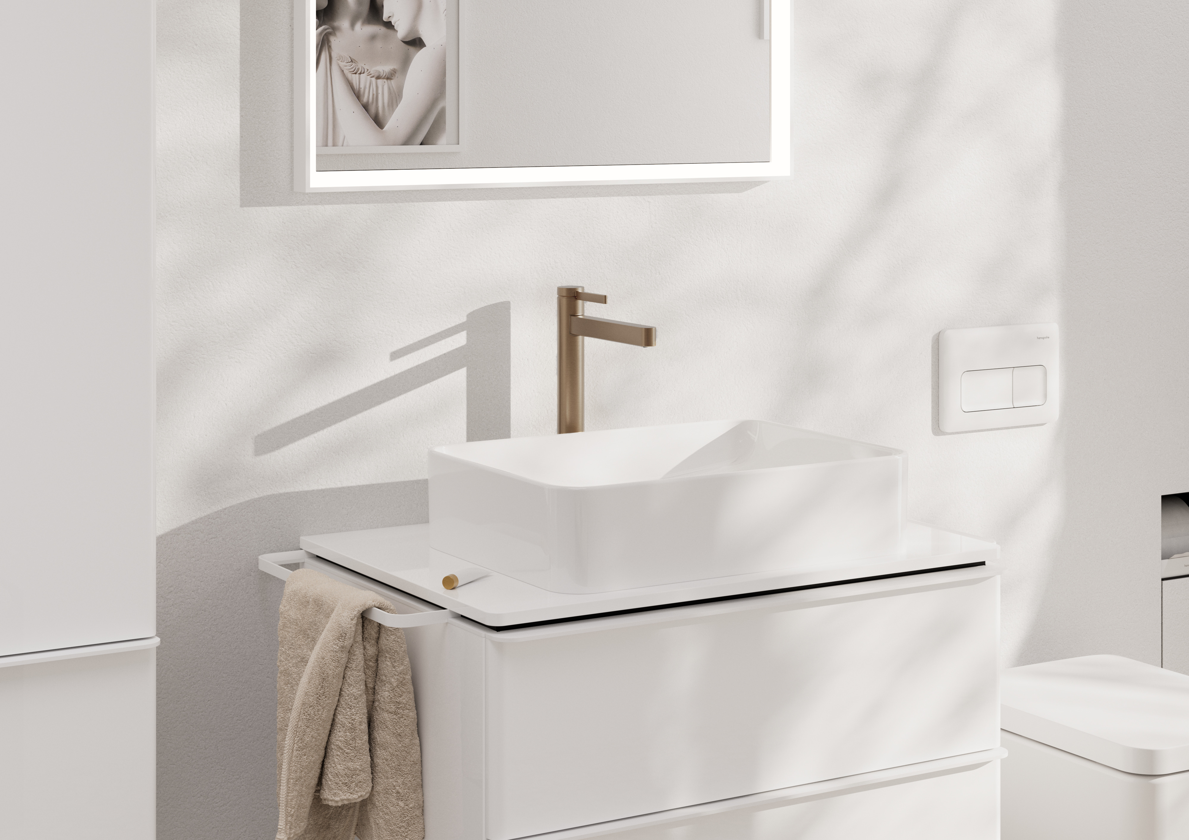 Close-up: Single lever basin mixer 260 CoolStart for washbowls with push-open waste set 2 ticks 1