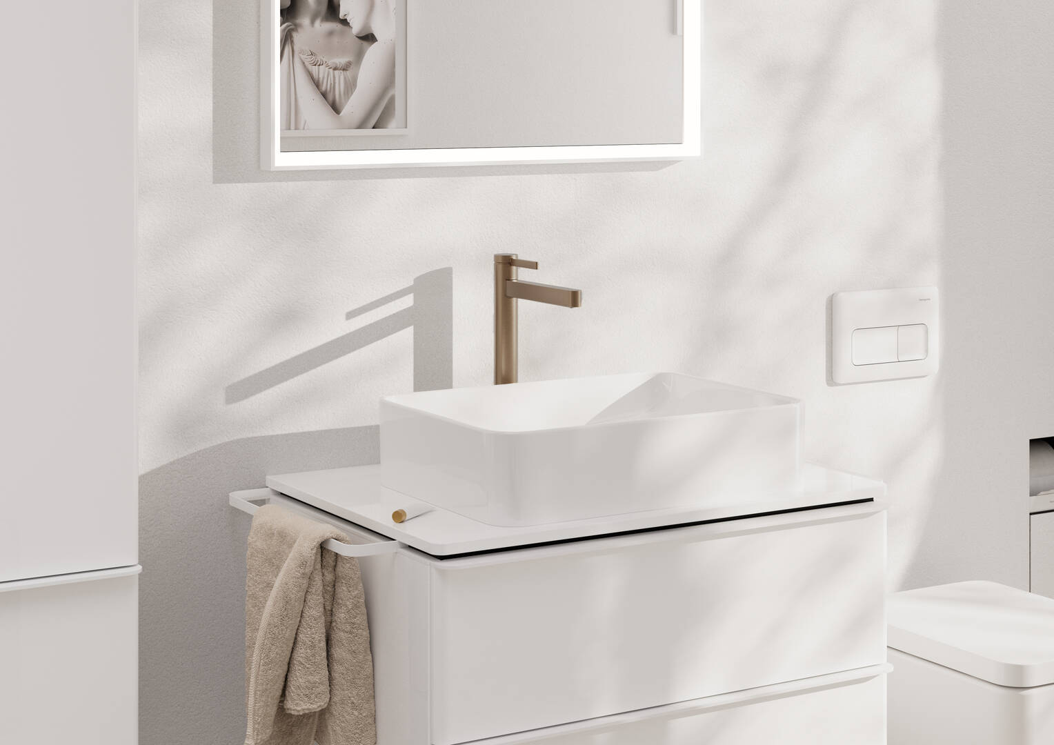 Close-up: Single lever basin mixer 260 CoolStart for washbowls with push-open waste set 2 ticks 1