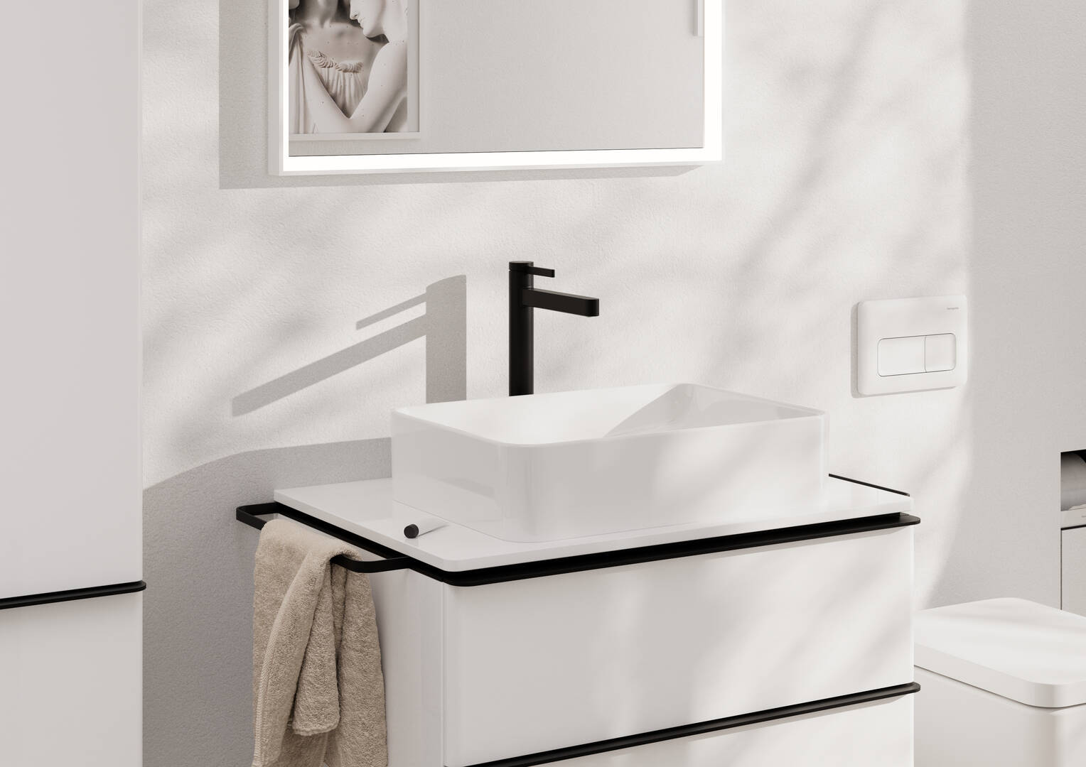 Close-up: Single lever basin mixer 260 for wash bowls with push-open waste set 1